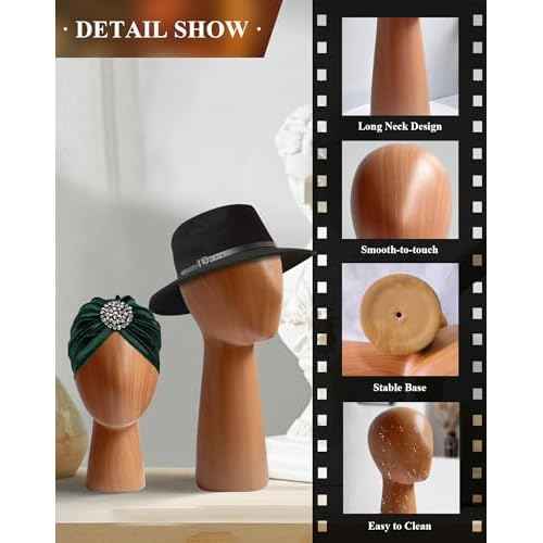 Mannequin Head Block, Hat and Wig Display Stand, Imitation Wooden Wig Head Stand, Abstract Dome Model Head, Manikin Head Hat Holder for Shop, Hair Salon, Home Decor, Durable GFRP Material