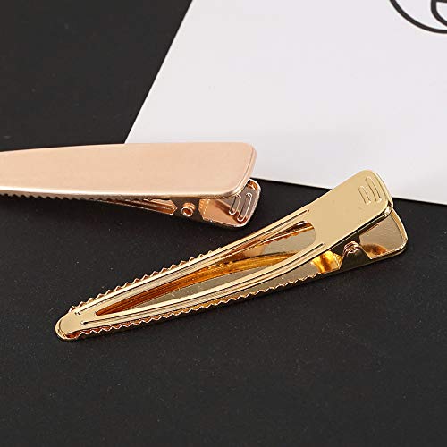 Brushed Metal Duck Bill Hair Clips Alligator Tight Bite Hair Pins Teeth Bows Hair Clips Hairdressing Salon Hair Grip DIY Accessories Hairpins for Hair Styling Hairdresser (Rose Gold)