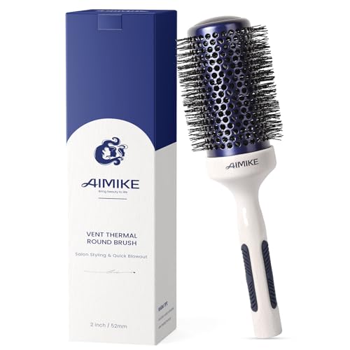 AIMIKE Nano Ionic Round Brush 2 Inch - Ceramic Barrel for Volume & Styling