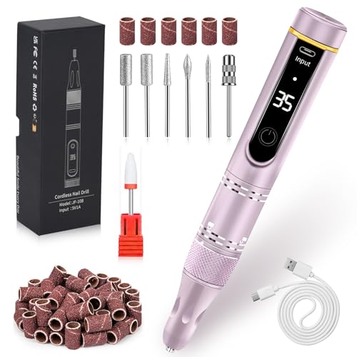 LIERKISS Cordless Electric Nail Drill 35000RPM with LED Display