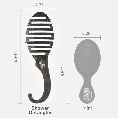 Wet Brush Shower Detangler - IntelliFlex Bristles, Black Glitter