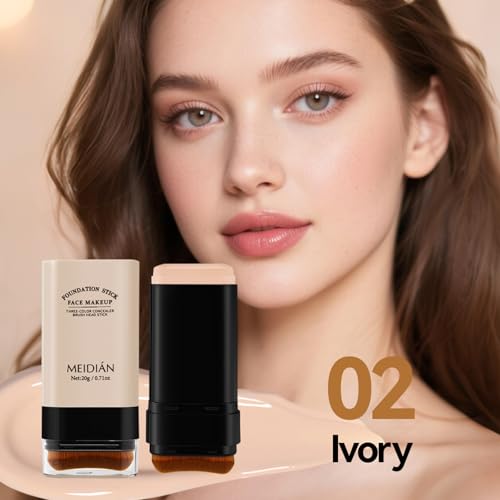 Ivory Foundation Stick with Built-In Brush - 3-in-1 Coverage