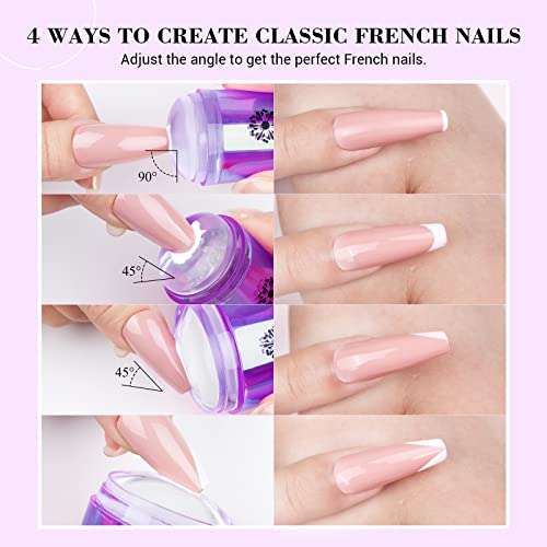 SAVILAND French Tip Nail Stamper Kit 4PCS Silicone Purple Radium Variant