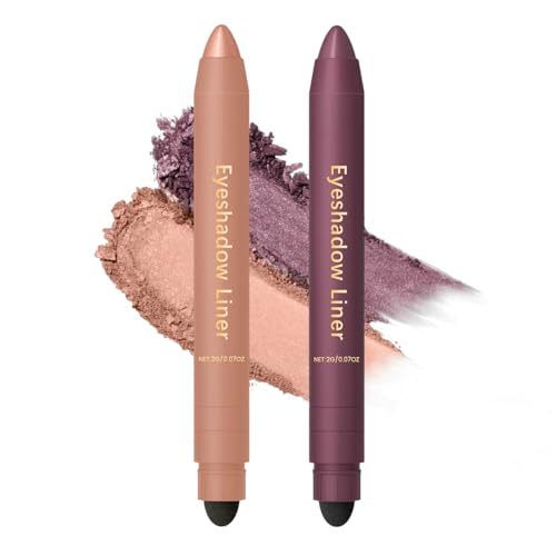 2-in-1 Eyeliner Eyeshadow Stick Waterproof (Champagne+Purple)