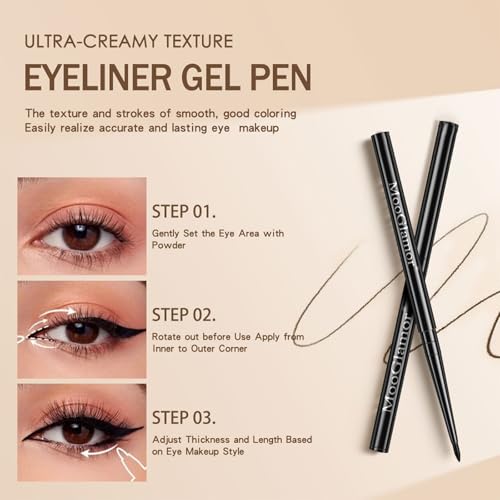 MooGlamor 12-Piece Black Waterproof Gel Eyeliner Pencil Set