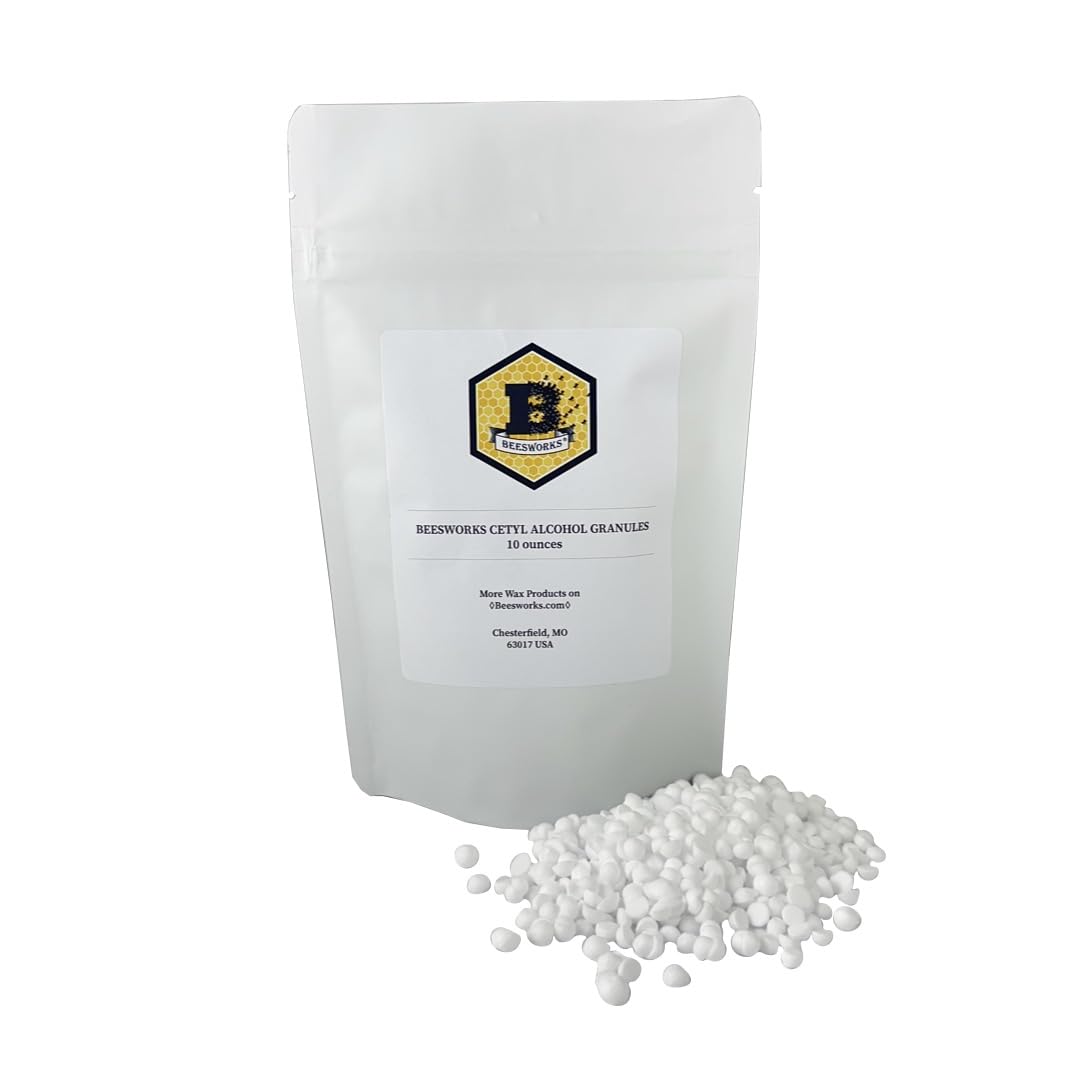 Beesworks Cetyl Alcohol 10 Ounces (0.625 lbs) | 100% Pure Cetyl Alcohol Granules for DIY Soaps, Lotions, Conditioners and Creams