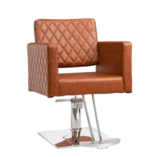 Brown Salon Chair with Wide Seat & Hydraulic Pump - Heavy Duty