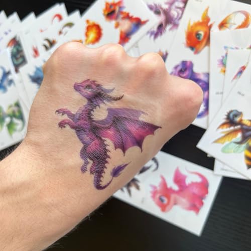Temporary Tattoos Dragons - 30 Sheets (60+ Designs)