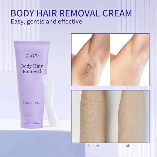 Gentle Hair Removal Cream for Sensitive Skin - Pain-Free 2-in-1 Body Hair Removal with Spatula - Long-Lasting & Easy Application for Men & Women