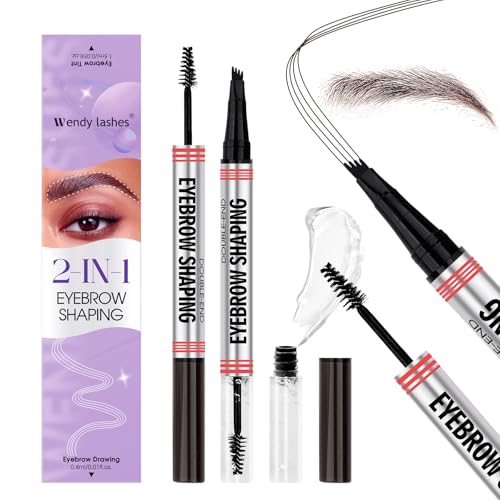2-in-1 Eyebrow Pen & Gel - Waterproof, Long-Lasting, Dark Brown