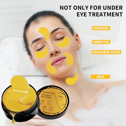 24K Gold Under Eye Patches for Puffy Eyes & Dark Circles (70Pcs)