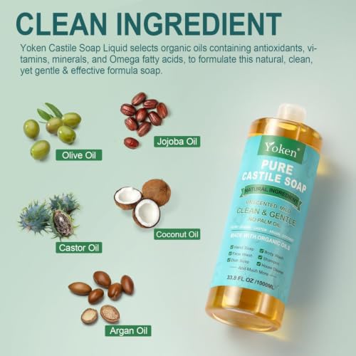 Yoken Pure Castile Liquid Soap 33.8 oz Unscented Organic