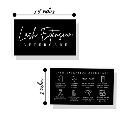 Lash Aftercare Extension Cards | 50 Pack | Eyelash False 2 x 3.5¡± inches Symbols 2-3 Week Refill Instructions Minimalist White and Black How to Care for Your Extensions lash Artists Hand to customers