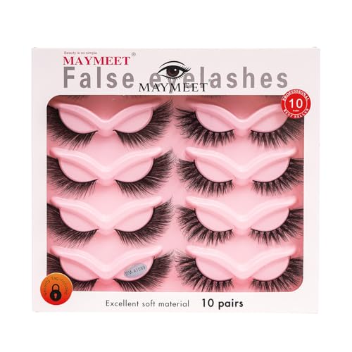 3D Faux Mink Lashes 10 Pairs - Fluffy Wispy Cat Eye & Fox Eye