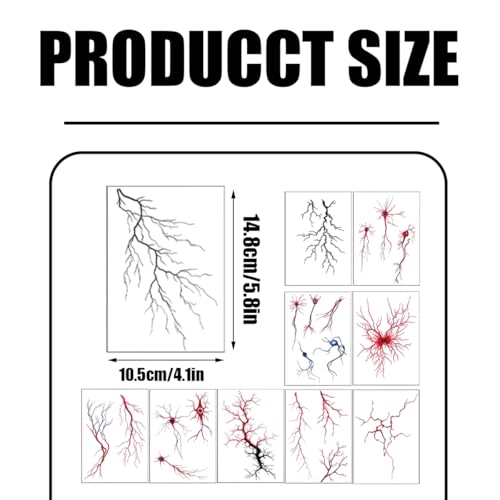 10 Sheets Temporary Tattoos Fake Bloody Wound Lightning Design