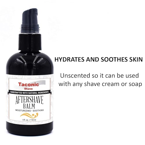 Taconic Shave All Natural Alcohol-Free Aftershave Balm for Men ? Unscented Post-Shave Moisturizer for Sensitive Skin ? Soothing Irritation Relief ? Non-Greasy Formula ? Made in USA ? 4 oz