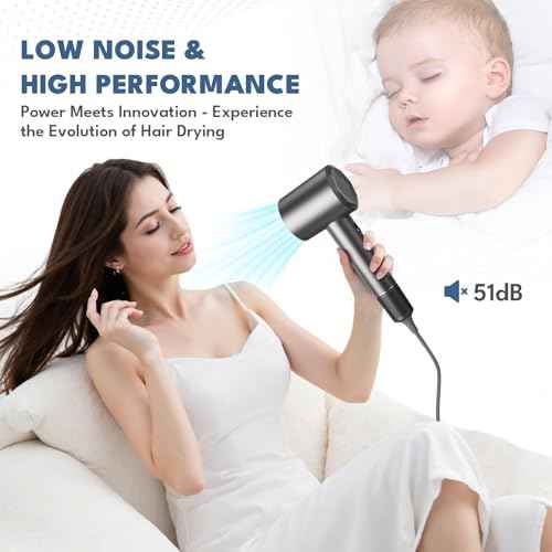 VTT Hair Dryer, 150000 RPM High Speed Blow Dryer for Fast Drying, Low Noise, Lightweight Design for Home & Travel Use, Perfect for Men, Women, and Professionals