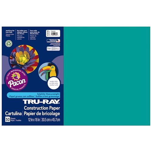 Tru-Ray® Construction Paper, 50% Recycled, 12" x 18", Turquoise, Pack Of 50