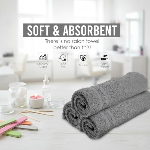 24 Pack Dark Grey Hand Towels 100% Cotton 16x27 inches