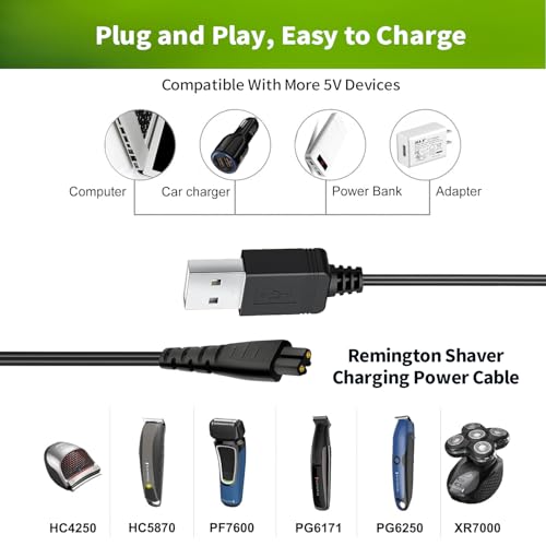 USB Charger Cord Compatible with Remington XR7000 HC4250, Remington Shaver Razor Replacement Charging Cable Power Cord