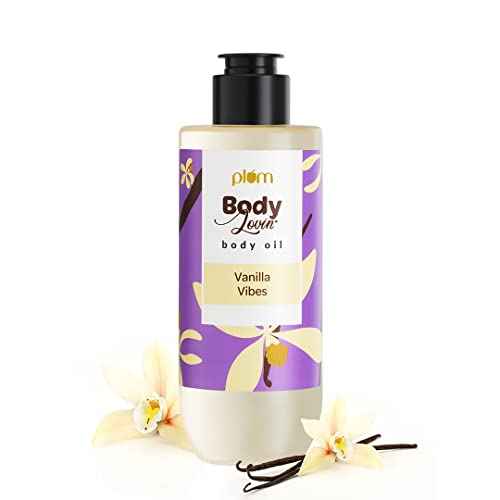 Plum Vanilla Body Oil with Avocado Oil, Coconut Oil & Carrot Seed Oil, 100% Pure Moisturizing Oil, Detoxifying, Omega-3 Fatty Acids, Vitamins A, D, E for Nourishing, Paraben & Silicone Free, 6.7 Fl Oz