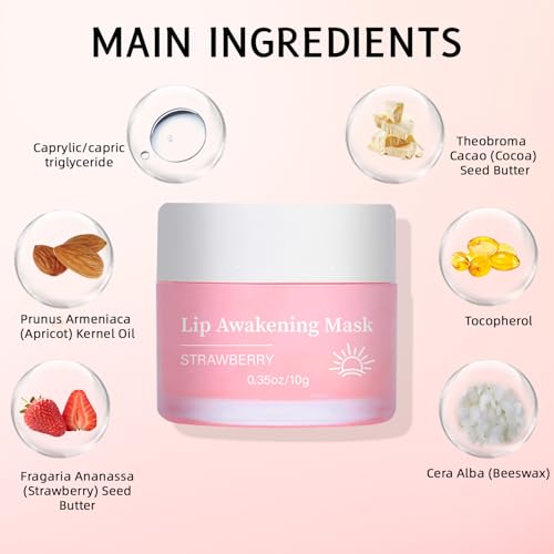 Strawberry Lip Mask & Sugar Scrub Set with Silicone Brush