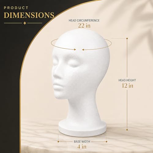 Smilco 12-Inch Foam Wig Heads, 3 Pack Female Mannequin
