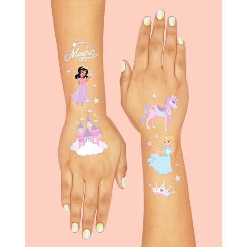 xo, Fetti Princess Party Temporary Tattoos - 46 Styles | Unircorn Birthday Decorations, Fairy Tale Party Supplies, Magic Theme Favor, Cute Accessory