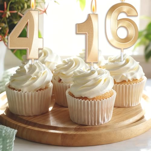 Light Gold 2.76 Inch Number 50 Candle for 50th Birthday Decorations, Men Women, Anniversary & Party