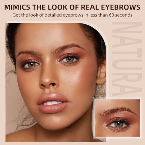 10 Sheets 110 Pairs 4D Hair-Like Waterproof Eyebrow Tattoos, Brown Tattoo Eyebrows Sticker Pairs, Temporary Brow Tattoos Grooming Shaping Stickers in Arch Style for Women Brown15