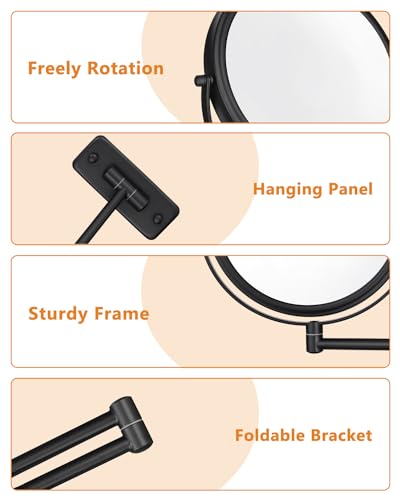 8 Inch Wall Mounted Makeup Mirror 1X/10X Magnifying Double Sided