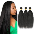 #1B Natural Black Kinky Straight Human Hair Bundles - 26 Inch, 3 Pack