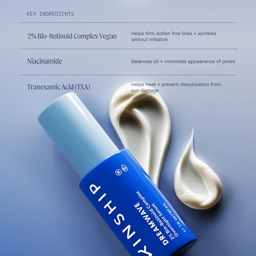 Kinship Dream Wave 2% Bio-Retinoid Overnight Ultra Hydrating Serum for Face | Retinol for Sensitive Skin | Anti Aging Niacinamide + Tranexamic Acid | Smooth Wrinkles | Redness Reducing Skin Care 1 Oz