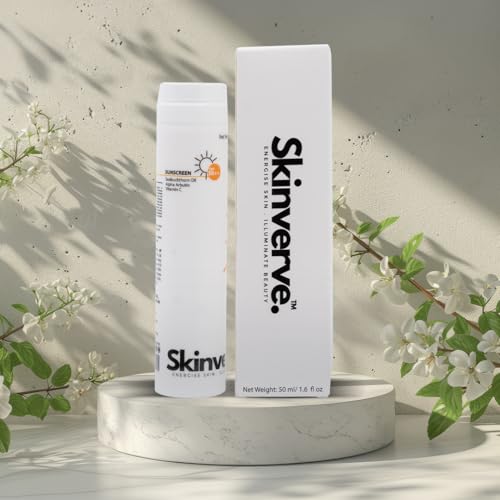 SKINVERVE Broad Spectrum Sunscreen SPF 50++++ 50g | UVA/B Protection with Seabuckthorn Oil, Alpha Arbutin & Vitamin C | Fragrance-Free | For All Skin Types |