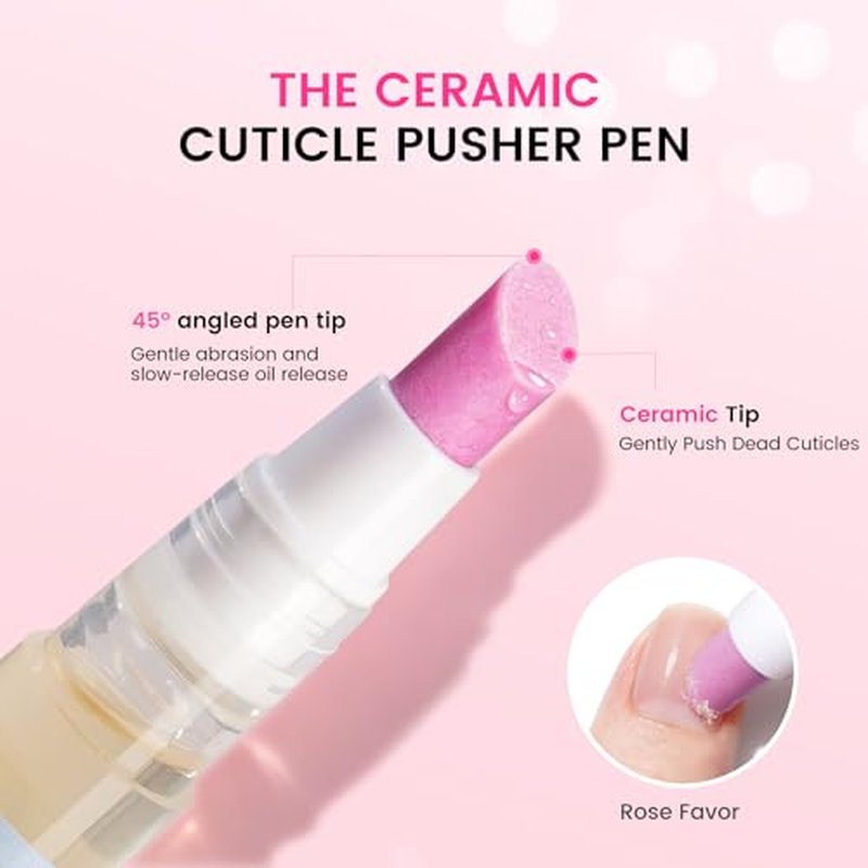 3-in-1 Cuticle Pusher Oil Pen with Ceramic Tip - Nourishing Nail Care
