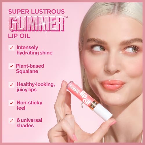 Revlon Super Lustrous Glimmer Lip Oil 001 Candy Hearts - Hydrating Shine, Plumping, Lightweight