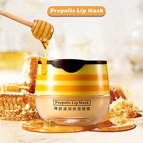 2 Pack Nourishing Bee Lip Balm Honey Pot, Moisturizing Honey Lip Mask, Hydrating & Prevention Dry and Cracked Lip Scrubs Exfoliator Lip Sleeping Mask Reduces Lip Lines Lip Care Products