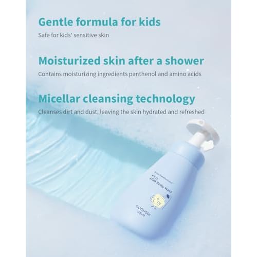 GOONGBE Kids Travel Toiletry Set ? 4-in-1 TSA Carry-On Kit with Shampoo, Body Wash, Face Cleanser (Sunscreen Removal) & Lotion, Silicone-Free Low pH for Sensitive Skin1oz Each