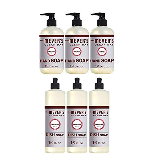 Mrs. Meyer¡¯s Clean Day Liquid Hand Soap Bottle, Lavender Scent, 12.5 Fl Oz, Pack of 3 and Dish Soap, Lavender, 16 Fl Oz, 3 Ct