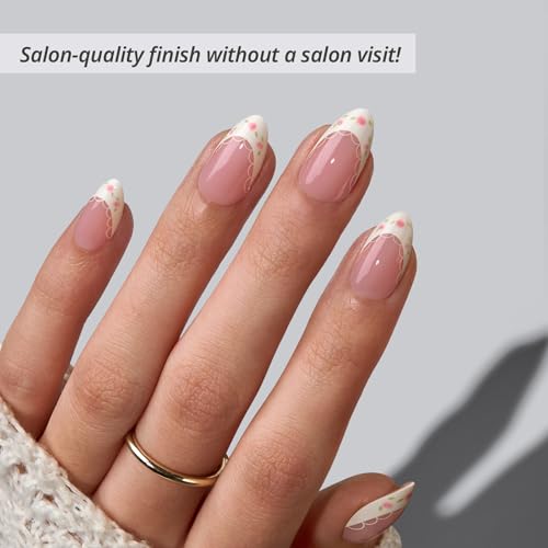 BTArtbox Short Almond French Tip Press On Nails Kit - 32 Count