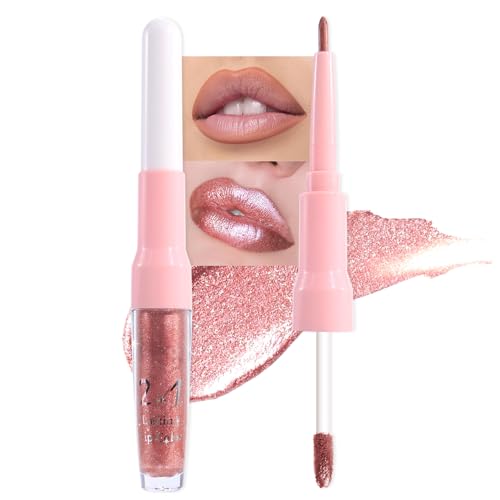 Rose Gold 2-in-1 Lip Liner & Liquid Lipstick Set, 21 Shades