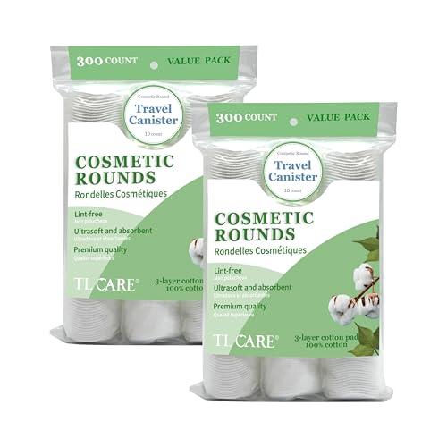 TL Care Cotton Rounds 600 Count - Ultra Soft & Absorbent 3-Layer Pads