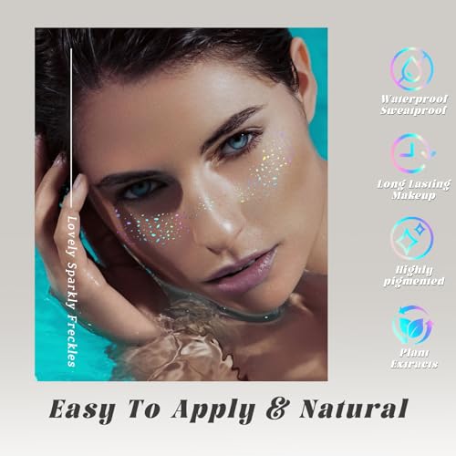 HOSAILY Holographic Glitter Freckles Temporary Tattoo - 24pc Set