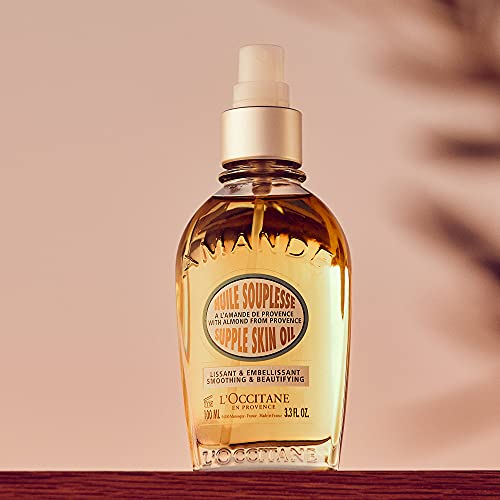 L'OCCITANE Almond Supple Skin Oil 3.3 Fl. Oz: Improve Appearance of Stretch Marks, Soften Skin, Velvety, Firmer-Looking Skin, Irresistible Aroma