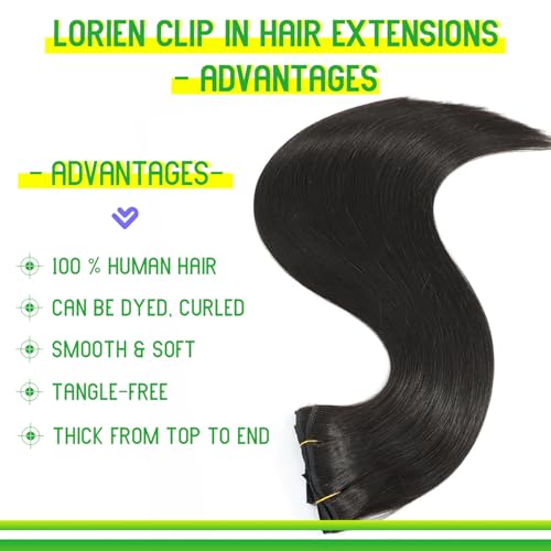 LORIEN Clip In Hair Extensions 18 Inch 100g Remy Human Hair