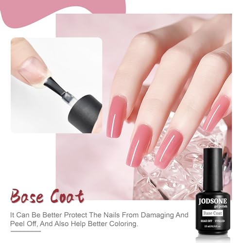 JODSONE No Wipe Top Coat and Base Coat Set - High Shine Gel Polish Duo
