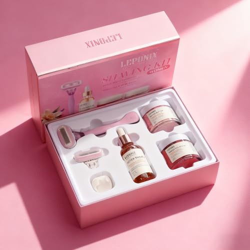 2025 Women's Complete Shaving Kit with Razor & Holder - 5 Piece Strawberry Vanilla Set Include Pre-Shave Scrub, Cream, Aftershave Oil - Luxury Gifts Set for Her, Wife, Mom (Valentines Day, Christmas)