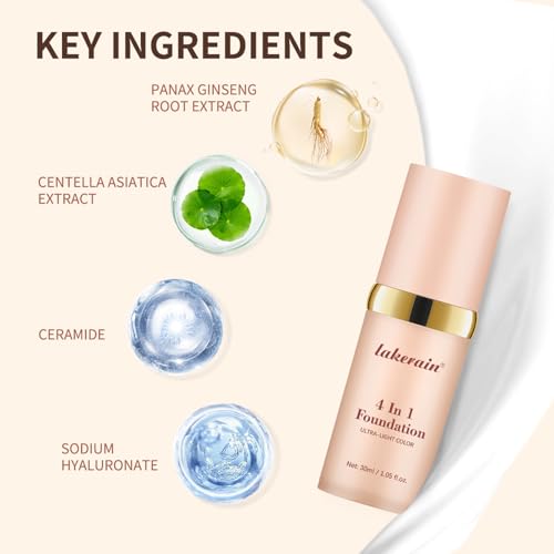 Foundation 4 in 1 - Color Changing, Medium Coverage, Hypoallergenic, Long-lasting & Waterproof, Neutral Finish