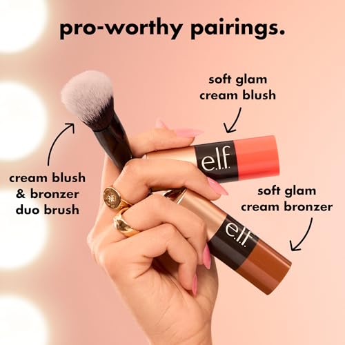 e.l.f. Cream Blush & Bronzer Duo Brush | Dual-End Makeup Brush