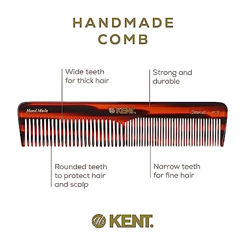 Kent 16T Double-Tooth Comb for All Hair Types | 7.2" Dressing Comb